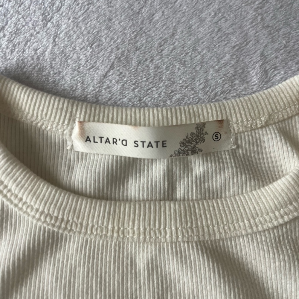 Altar'd State Cream Ribbed Tank Top - Picture 2 of 2